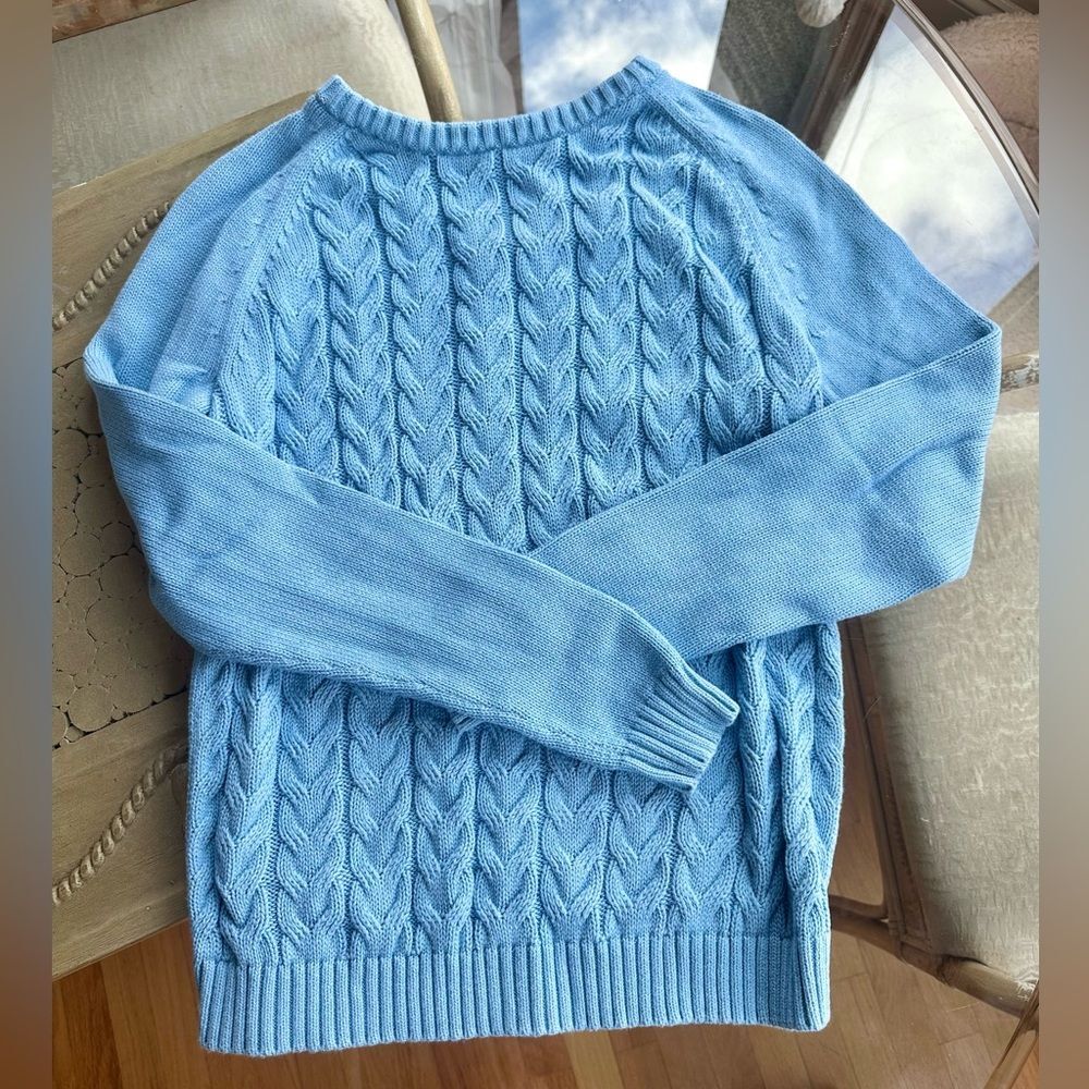 Land’s End Sky Blue Drifter Cable Knit Sweater